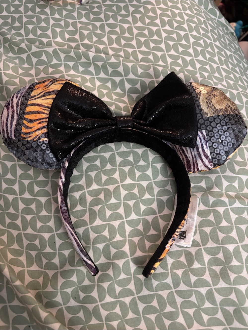 Black Sequin Animal-Print Minnie Ears Headband - Disney Parks